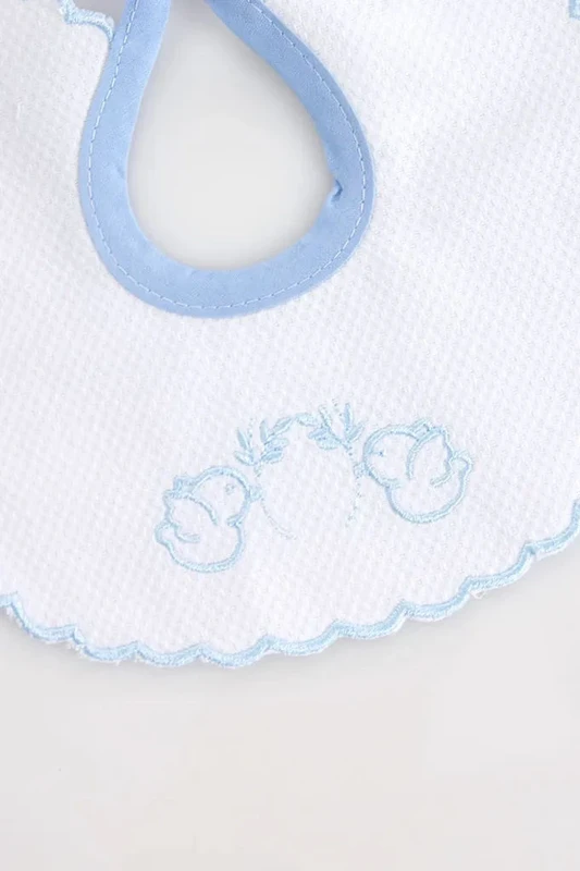Bavaglino rotondo ricamato con fiocco per bebè, scatola da 12