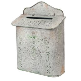 Letterbox 26x10x35 cm graue Eisenblüten Wandbriefbox