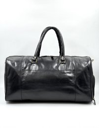 Borsa da viaggio in pelle marocchina nera fatta a mano - Borsone artigianale "Obsidian" a 6 tasche con scomparto per scarpe dedicato
