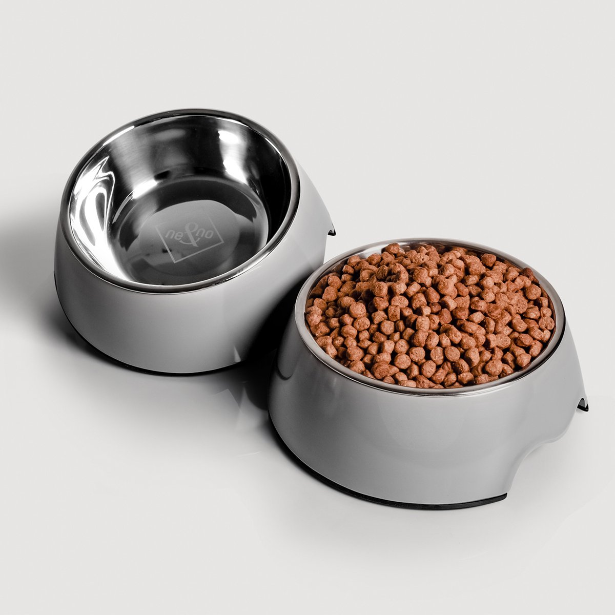 NE & NO® Food Bowl - 2 Set - voor honden en katten - Grijs [Grootte. S / M / L / XL]
