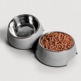  Set of 3 stainless steel pet food bowls in forest green color, available in sizes S, M, and L. Suitable for small dogs and cats.