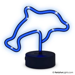 Blue neon dolphin shaped lamp, LED light, USB and battery powered, kids room night light