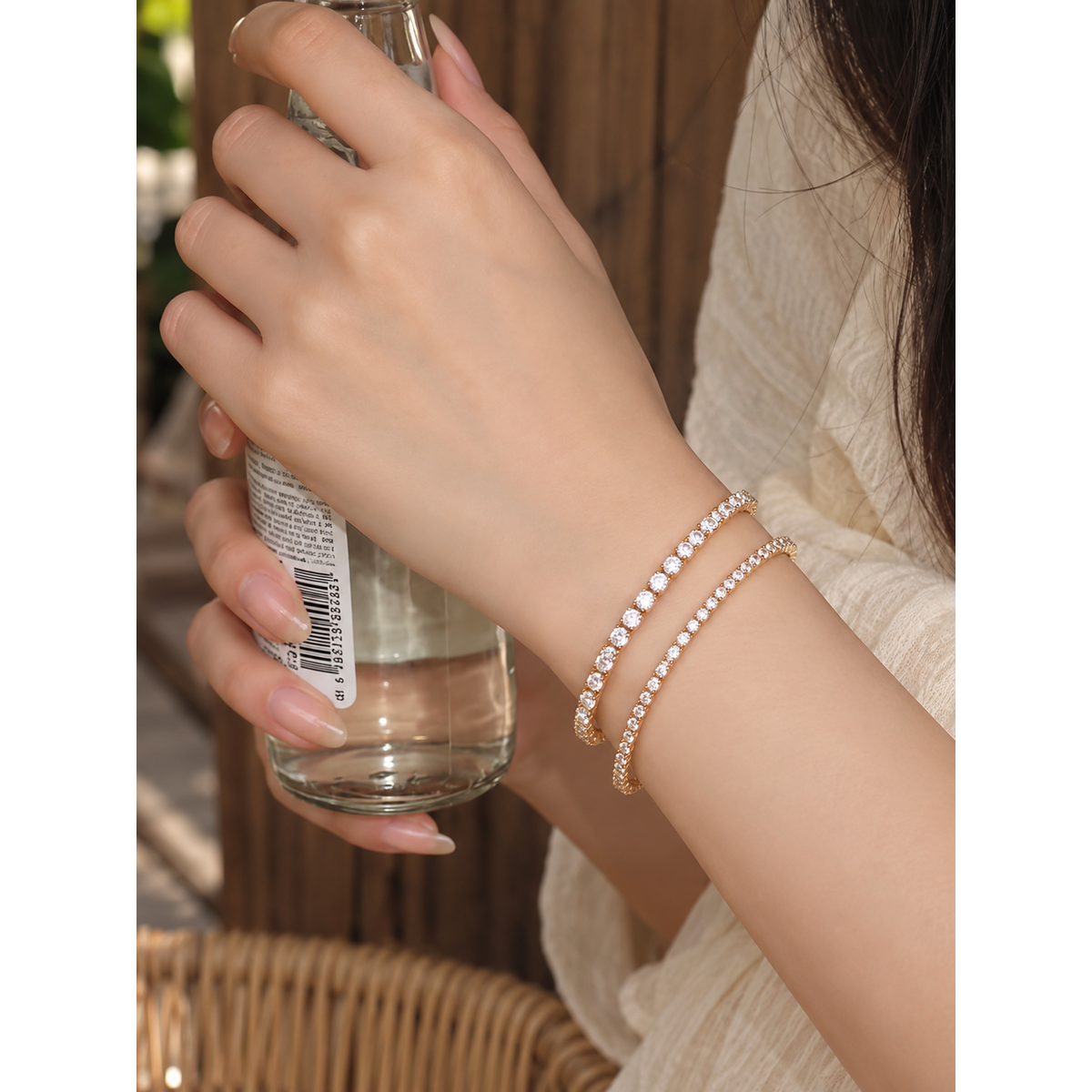 Tidløst Diamond-Look Tennis Armbånd