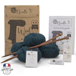 NEEDLE IT® Kit Tricot pour débutant Adulte Complet avec Aiguilles à Tricot – Écharpe en Laine à Tricoter soi-même - Idée Cadeau (Vert Foncé)