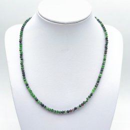 Collier perles facettées - Rubis / Zoïsite (3 mm)