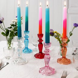 Tall glass candle holder - Pink