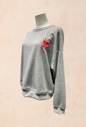 Unisex oversize sweatshirt – broderet rødt hjerte – BOMULD – 9038416