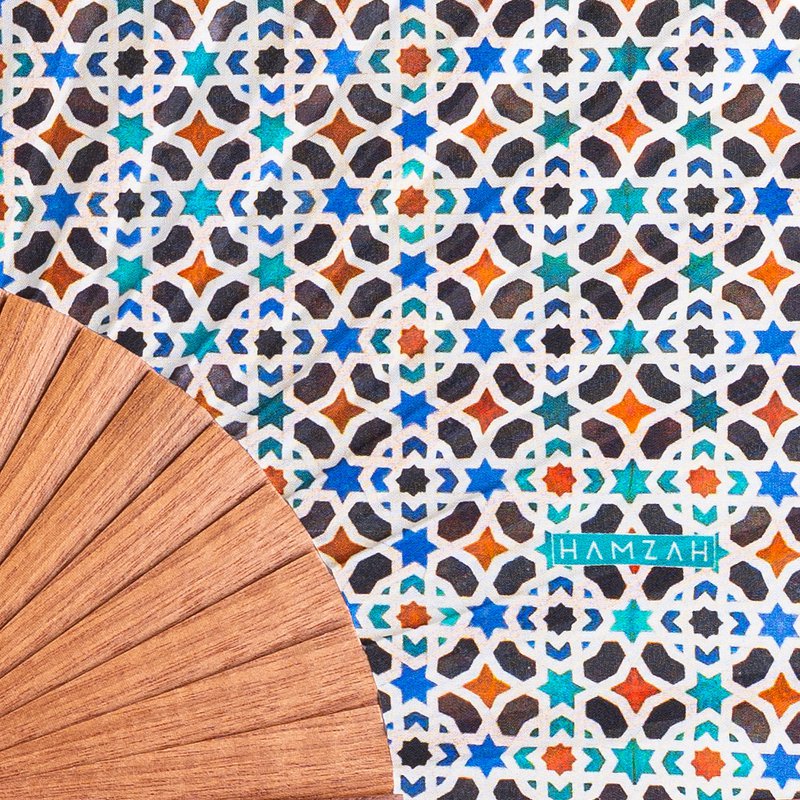 Islamische Geometrie inspirierte Seidenhand -Fan Malaqa