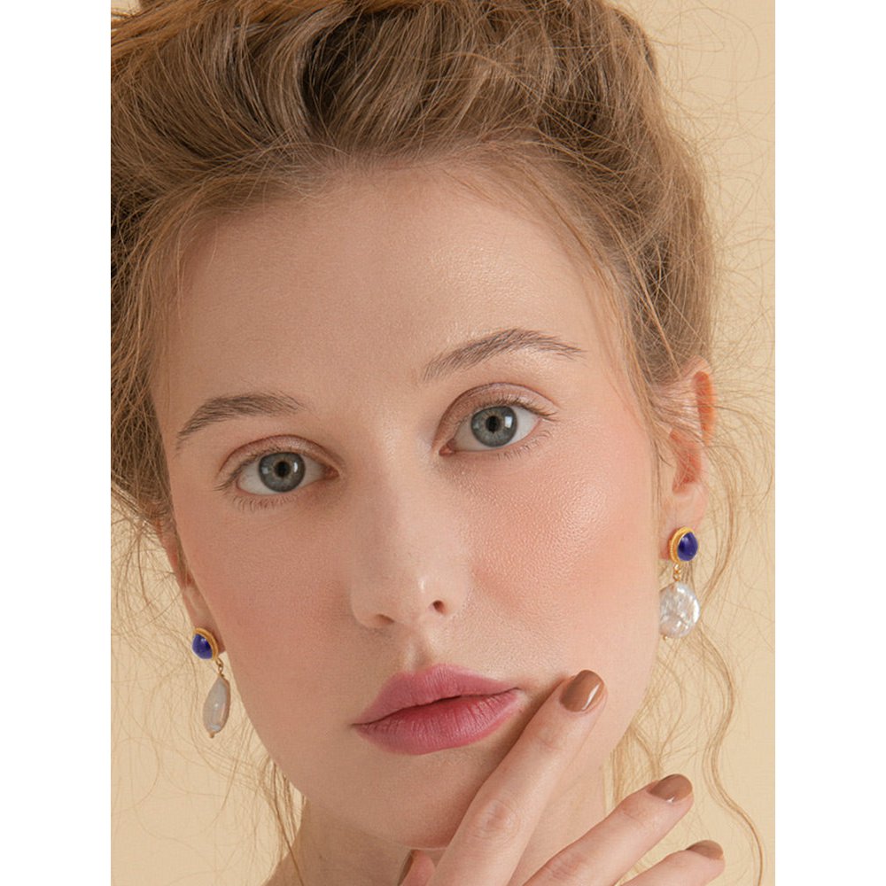 Orecchini per perle Lapis e Keshi
