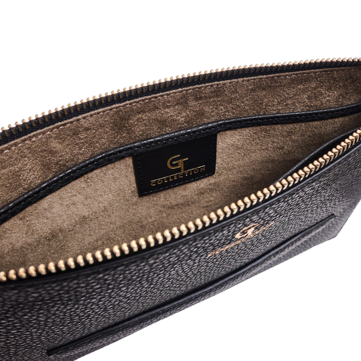 Leren handtas voor heren - Zwart met gouden details