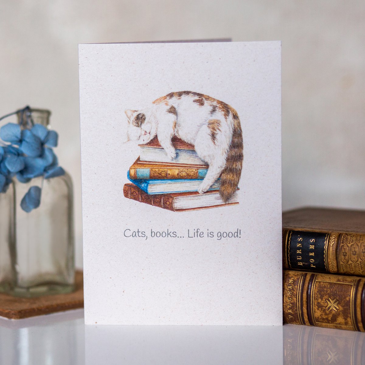 Cat and Book Lover's Give Back Greeting Card