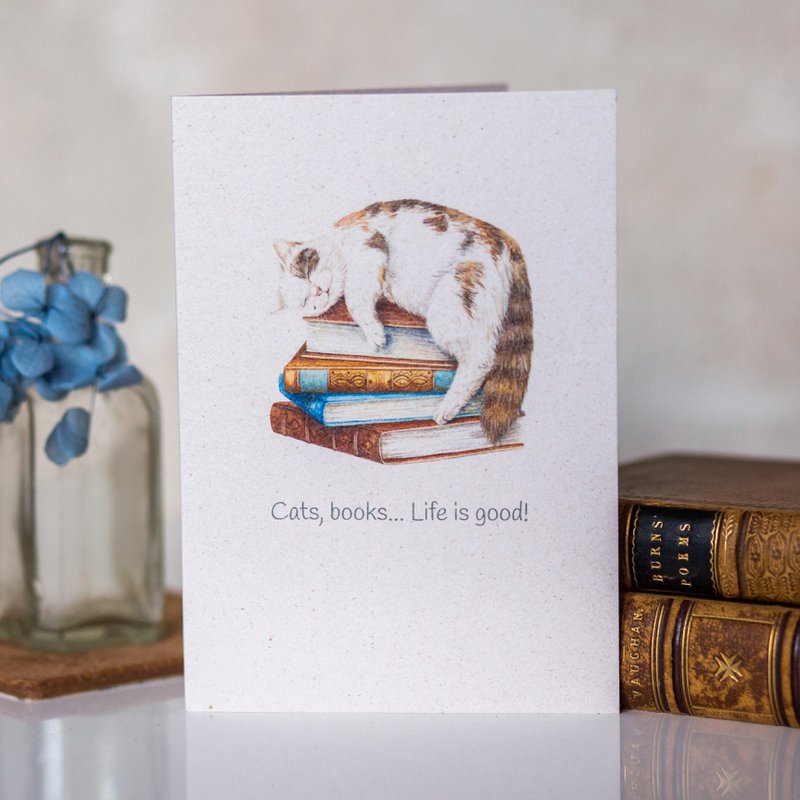 Cat and Book Lover's Give Back Greeting Card