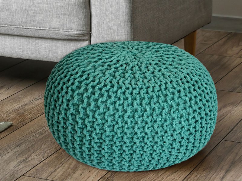Knitted stool pouf Ø 45 H 30 cm cm seat pouf knitted floor cushion