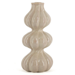 Earthenware candle holder trio beige