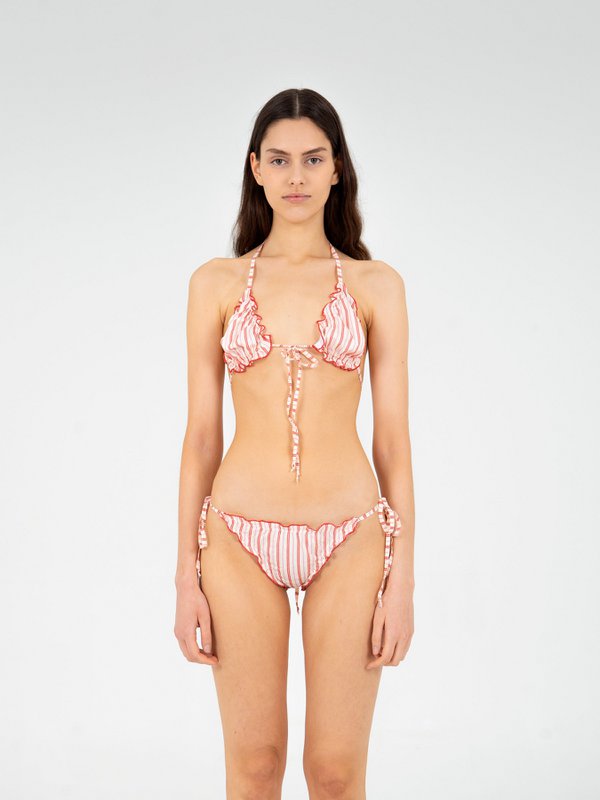 Haut de bikini froncé rayé Alchemist
