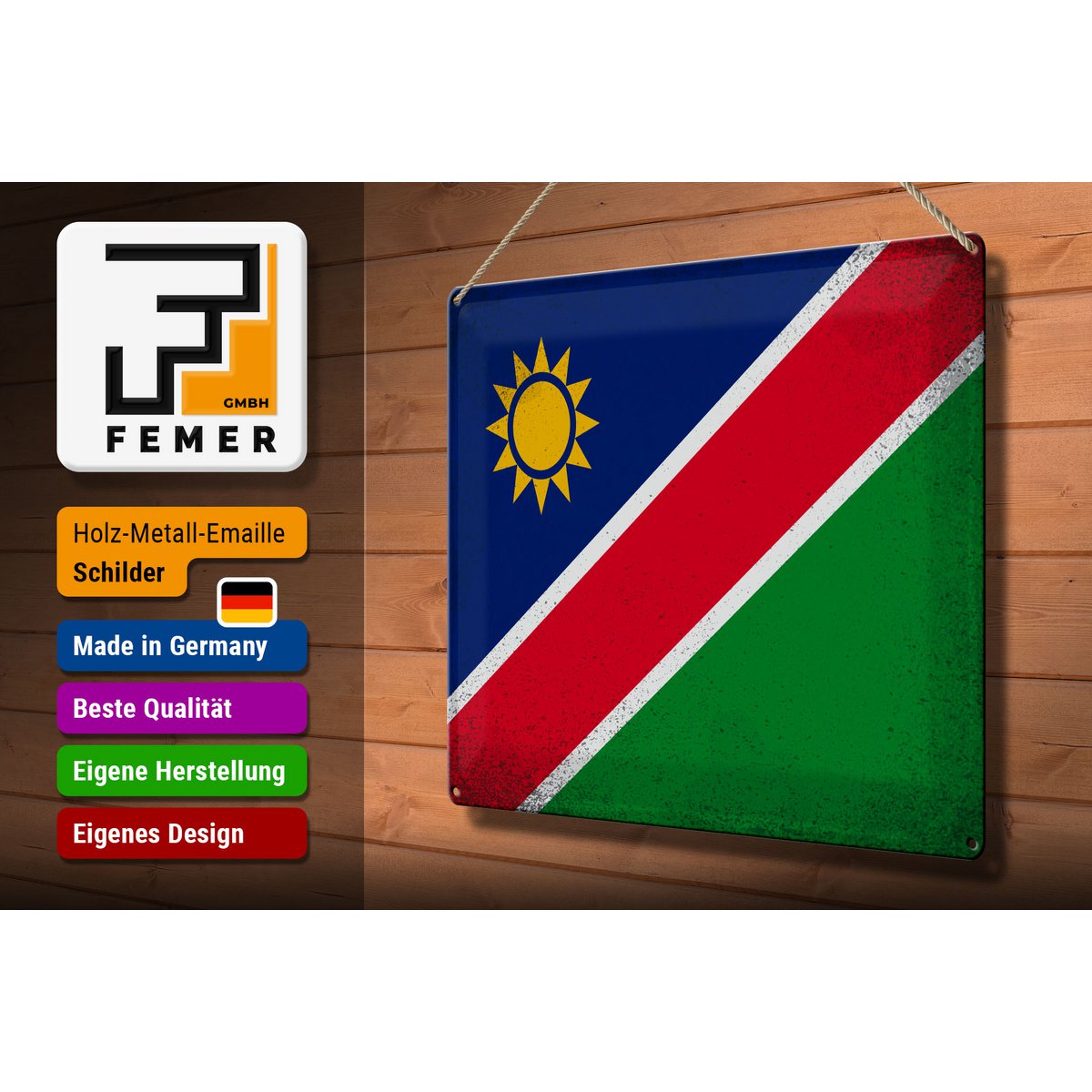 Tin Sign Flag Namibia 40x30cm Flag of Namibia Vintage