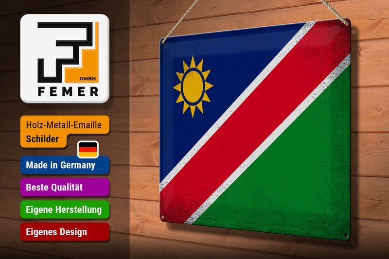 Tin Sign Flag Namibia 40x30cm Flag of Namibia Vintage