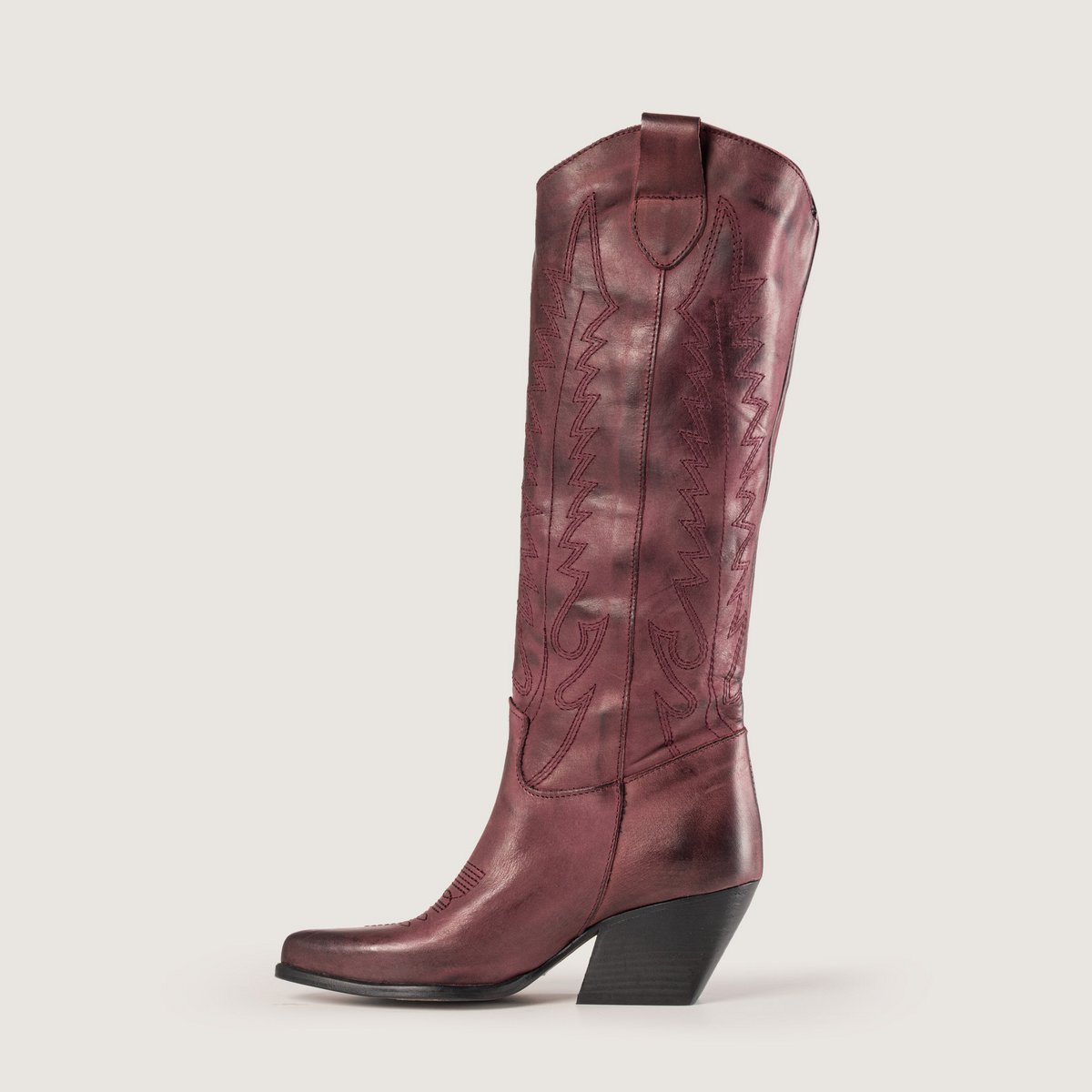 Bottes texanes bordeaux brossées Nabiki