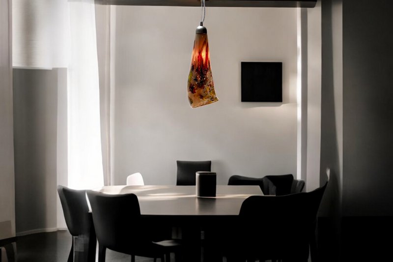 Lampe suspendue Linea multicolore Long | Pendent en verre | Lampe suspendue du design