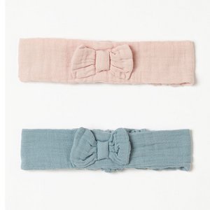 OrganicEra Organic Muslin Head Band - 2 pcs, Powder Pink & Aqua