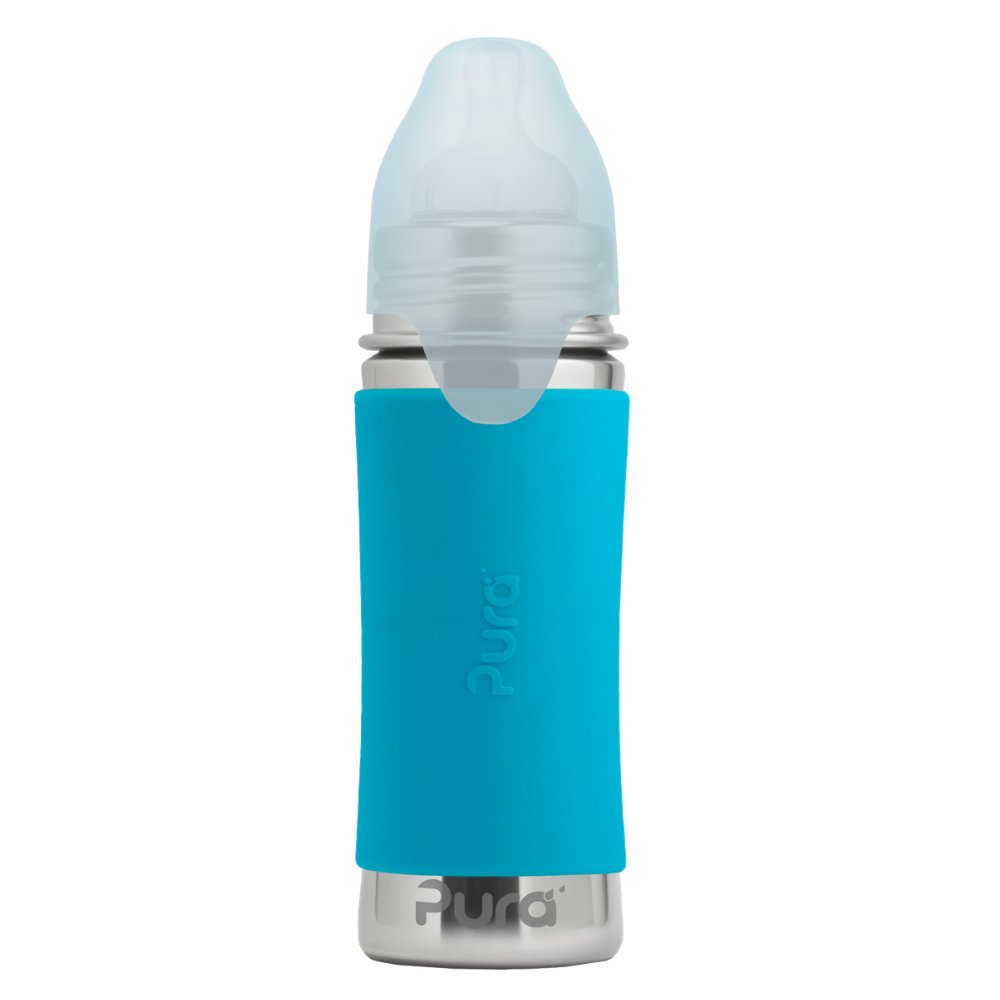 Pura teat bottle 325 ml + aqua sleeve