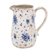 Decoration can 16x12x18 cm beige blue ceramic roses pawn jug