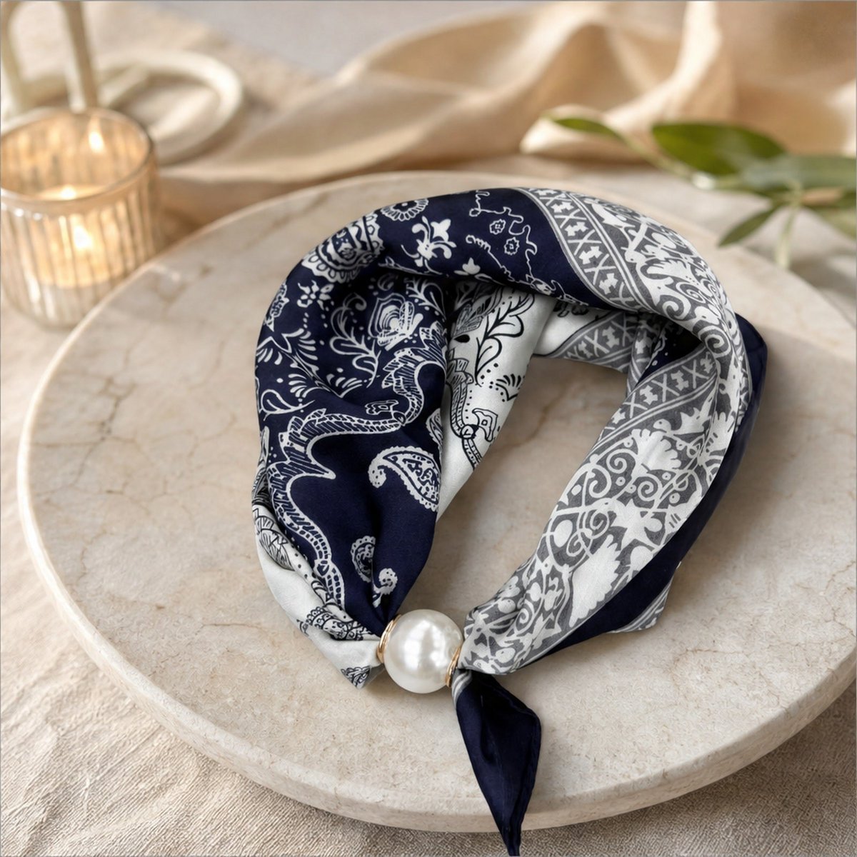 HS Parelsjaal Satijnprint Paisley - Meerdere Prints