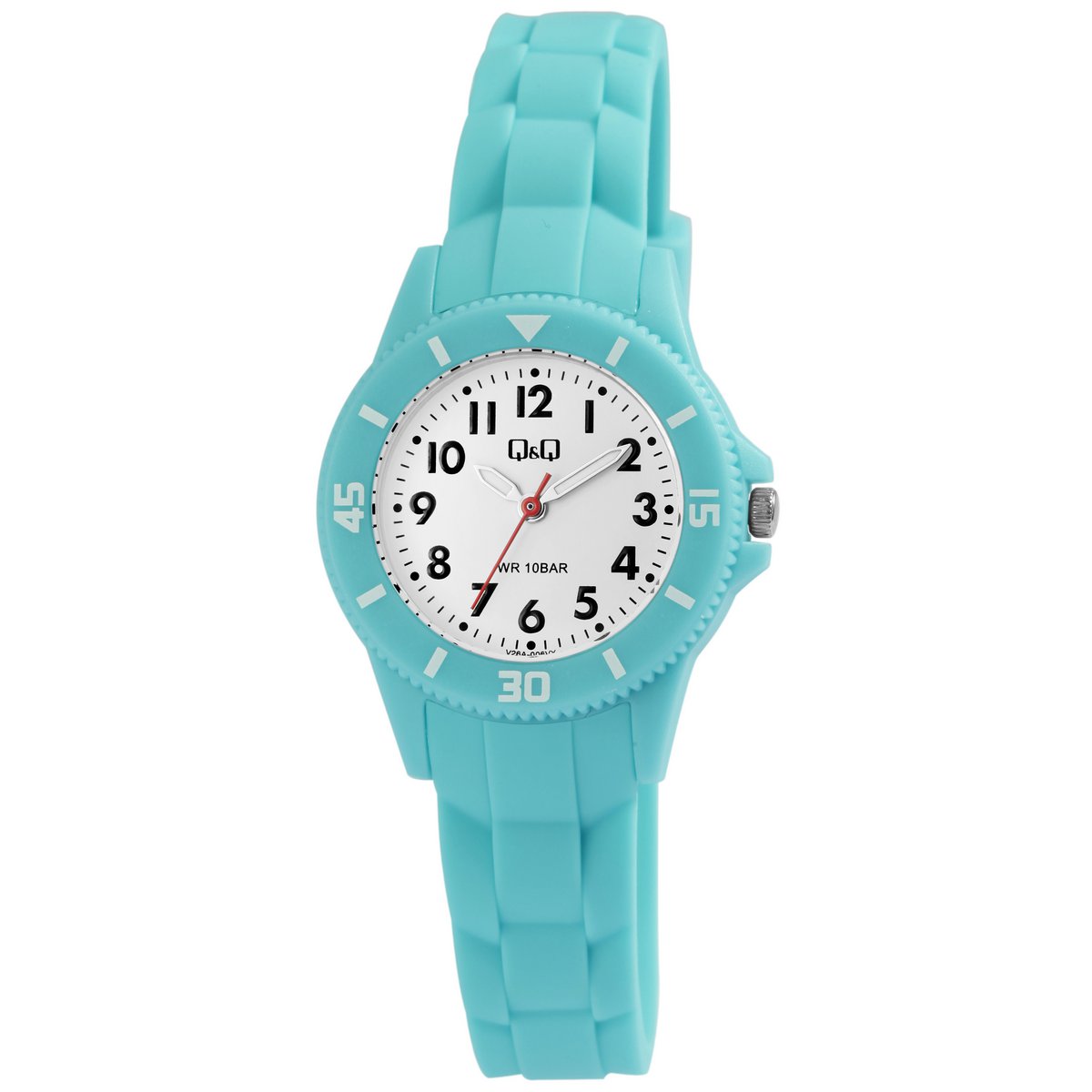 Montre Q&Q pour enfants/jeunes avec bracelet en silicone, 10 ATM, bleu clair