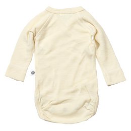 Woolen wrap-over romper long sleeves - Merino wool - Natural