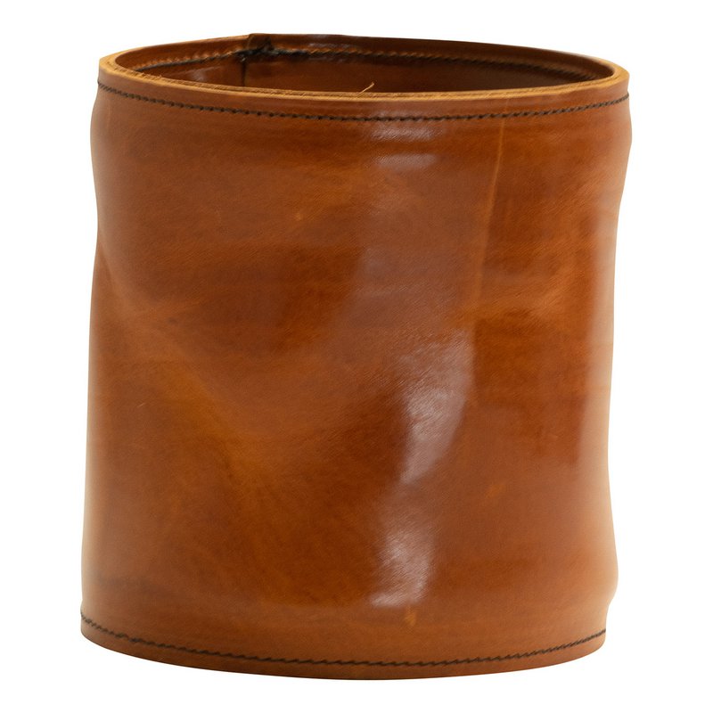 Vaso in pelle L cognac