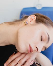 Enamel front-and-back Earrings — Blue & Gold