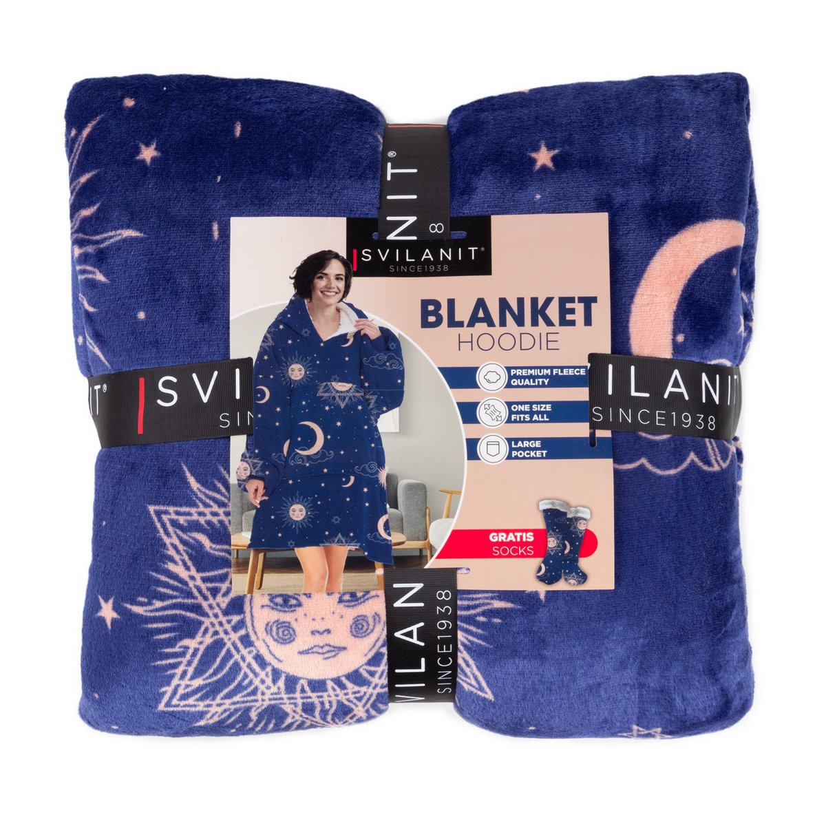Vitapur - Hoodie blanket + socks - Carrol Blue