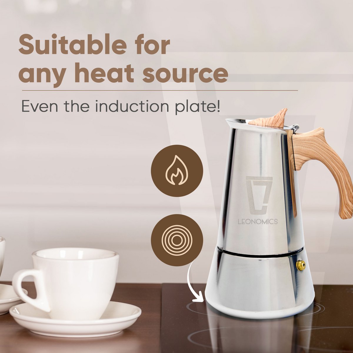 Olla Moka de Acero Inoxidable 300 ml