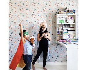 Outer Space Children's Wallpaper - Grey