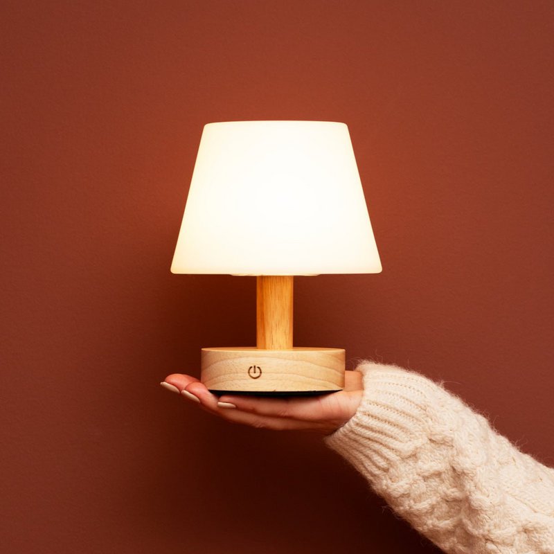 Teddy lichtbruine houten oplaadbare tafellamp