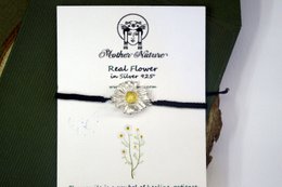 Bracelet fleur de camomille : bijoux en macramé faits à la main (argent sterling)