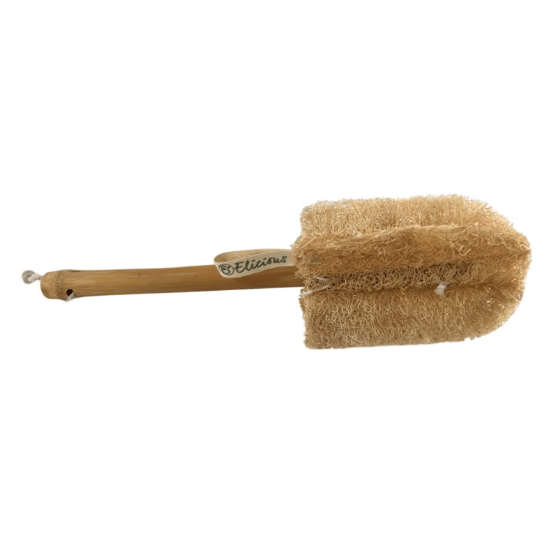 Loofah Washing -Up Brush avec manche en bambou