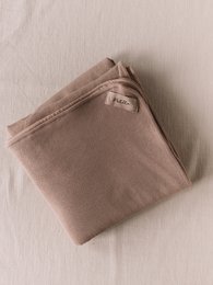Couverture tricot + mousseline / beige foncé
