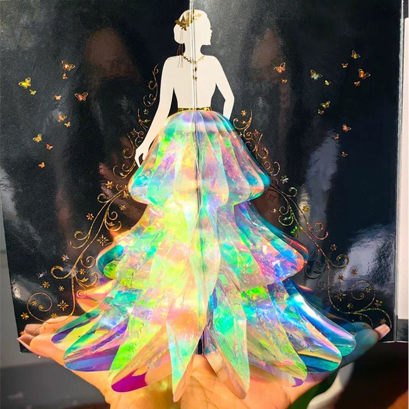 Carte de mariage 3d - Dame étincelante avec design de robe de mariée