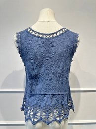 Camiseta sin mangas de encaje bordado - 100% - Made in ITALY