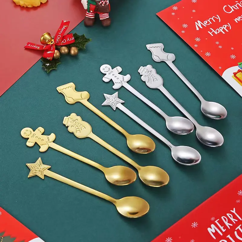 Set of 4 Christmas spoons - For tea, coffee or desserts - 4 colors available