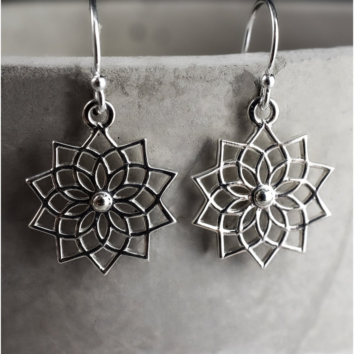 Magische oorbellen van 925 sterling zilver met mandala-motief - hoogwaardig sieraad - OHR925-120
