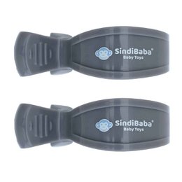 Baby toy fastening clips in gray - set of 2