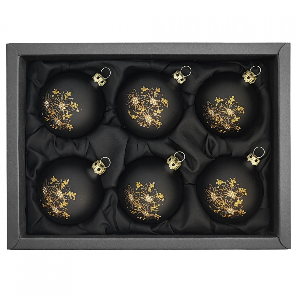 "Fleur de Noël noire" - Boules de Noël 6 cm noir mat