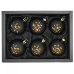 "christmas flower black" - 6 cm Weihnachtskugeln schwarz matt