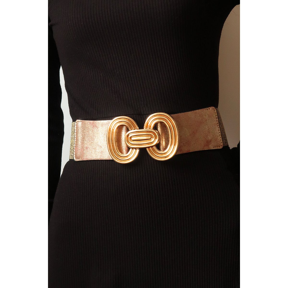 Elastische damesriem met gouden gesp CF16