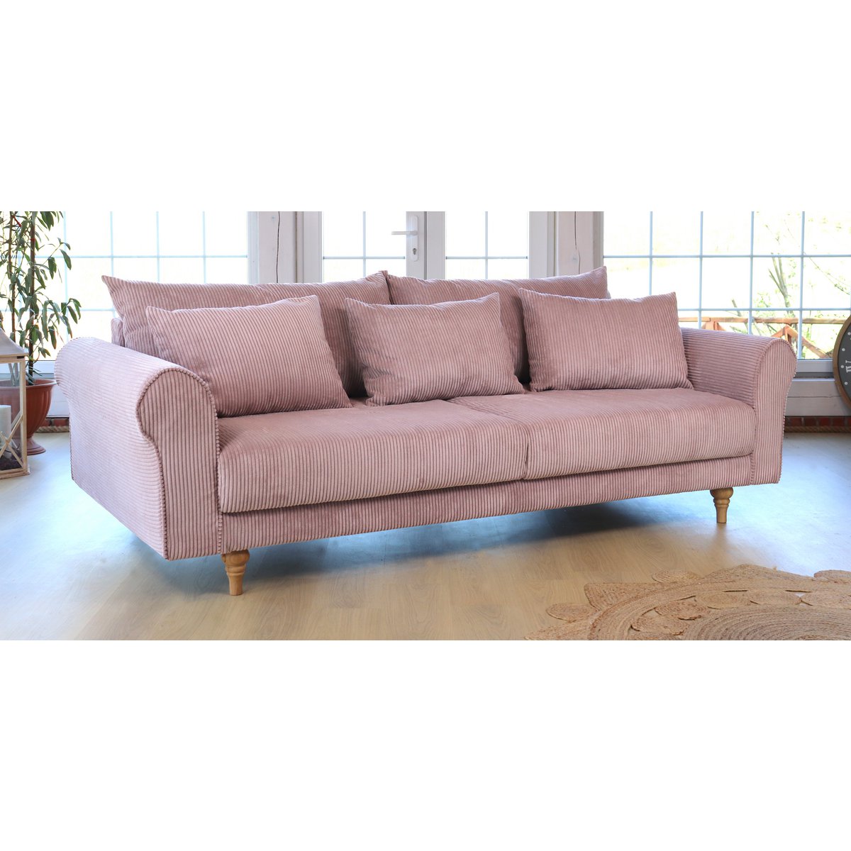 ASTRID 4-seater sofa/sofa bed Corduroy Dusty Pink removable & washable covers