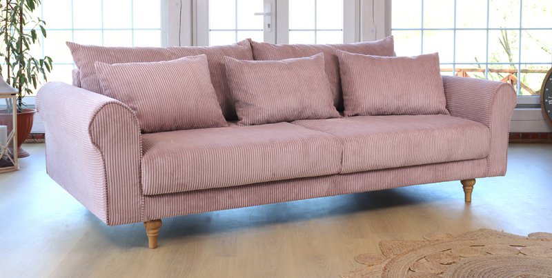 ASTRID 4-seater sofa/sofa bed Corduroy Dusty Pink removable & washable covers