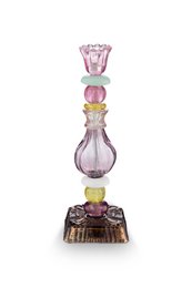 Candle Holder Glass Beads Lilac 28cm