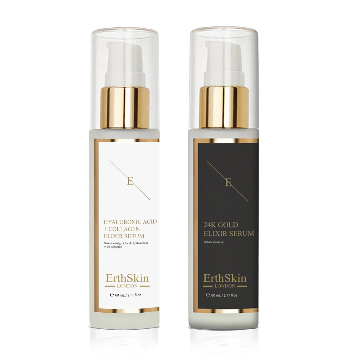 Sérum Élixir Anti-Rides Or 24 Carats - 60 ml + Sérum Acide Hyaluronique & Collagène - 60 ml